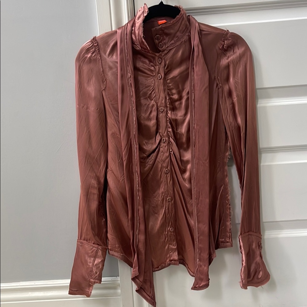 BOSS ORANGE Satin Blouse in Deep Rose